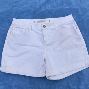 Jennifer Lopez white Jean shorts